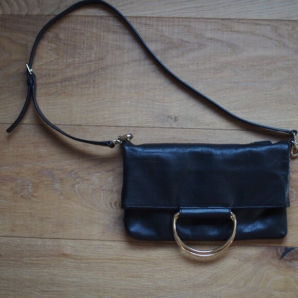 Cynthia Rowley | Like NEW Leather Ring Fold-over Convertible Crossbody Bag - Picture 1 of 9